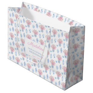 Grand Sac Cadeau Elégant Marine bleu et rose Bridesmaids Merci