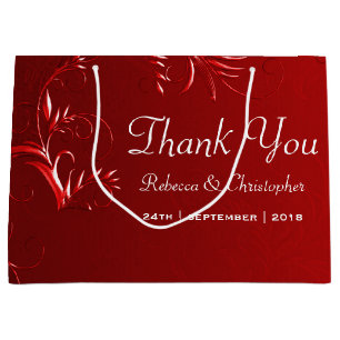 Grand Sac Cadeau Élégant Merci Mariage rouge