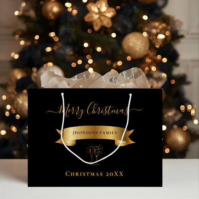 Grand Sac Cadeau Elegant Merry Christmas Personalized Gift Bag (Créateur téléchargé)
