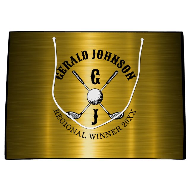 Grand Sac Cadeau Elegant Minimalist Golf Monogram Design Large Gift (Devant)