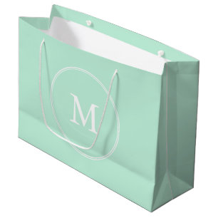 Grand Sac Cadeau Élégant Mint vert couleur Monogramme Modèle modern