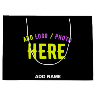 GRAND SAC CADEAU ÉLÉGANT MODERNE PERSONNALISABLE NOIR MARQUE VÉRIFI