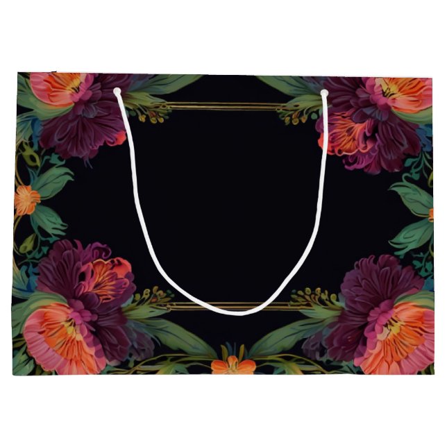 Grand Sac Cadeau Élégant moody rose poachy boho floral (Dos)