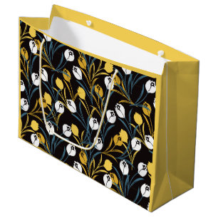 Grand Sac Cadeau Élégant motif floral de Tulipe