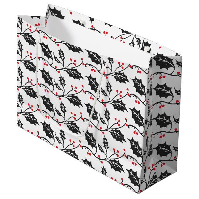 Grand Sac Cadeau Élégant Motif moderne rouge et noir Holly (Devant Angle)