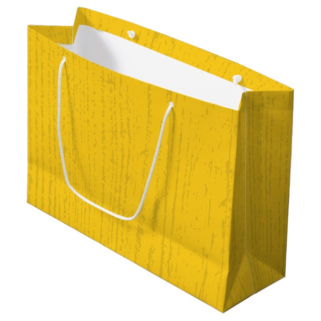 Grand Sac Cadeau Elégant moutarde jaune grain de bois (Devant Angle)