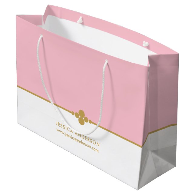 Grand Sac Cadeau Élégant Pink Gold Personnalisé  (Dos Angle)