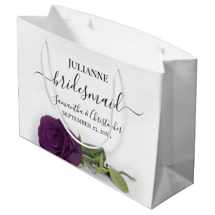 Grand Sac Cadeau Élégant Prune Rose Violette Mariage Demoiselle d'H