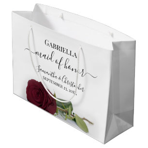 Grand Sac Cadeau Élégant Rose de Bourgogne Posh Maid de Mariage d'h