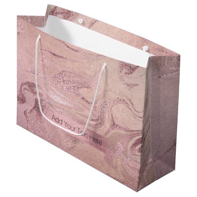 Grand Sac Cadeau Elégant rose en cuivre moderne or rose marbre (Devant Angle)