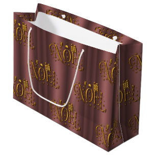 Grand Sac Cadeau Élégant Rose moderne Gold Noel Noël