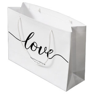 Grand Sac Cadeau Elégant Simple Love Script Mariage personnalisé av