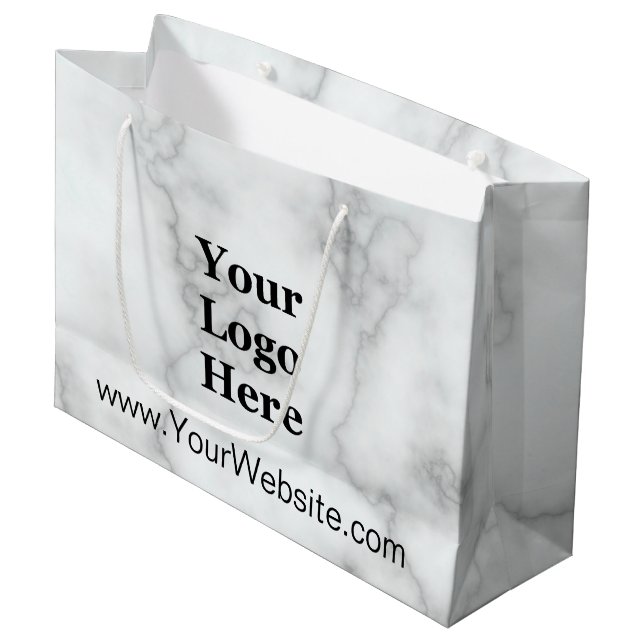 Grand Sac Cadeau Élégant site Web de Marbre blanc Faux & logo d'ent (Devant Angle)