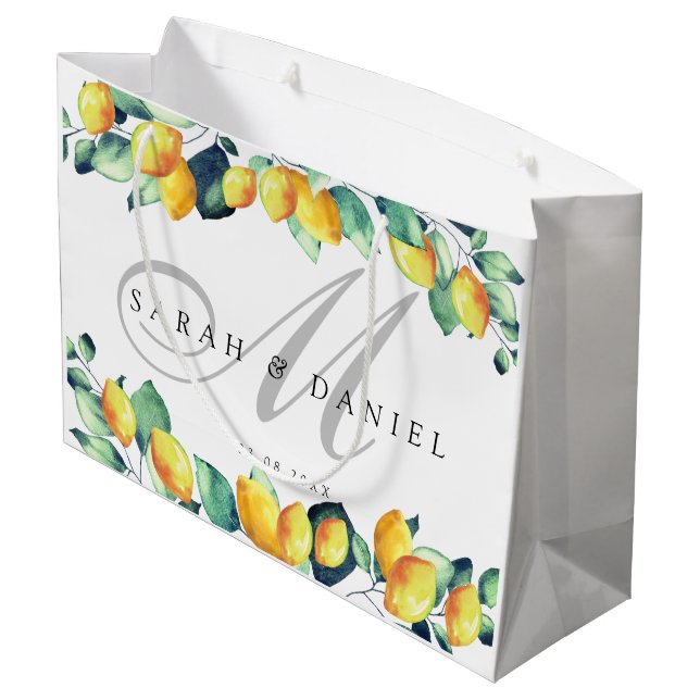 Grand Sac Cadeau Elegant Toscana Wedding personnalisable (Dos Angle)