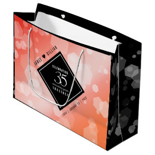 Grand Sac Cadeau Elégante 35ème anniversaire de Mariage de corail
