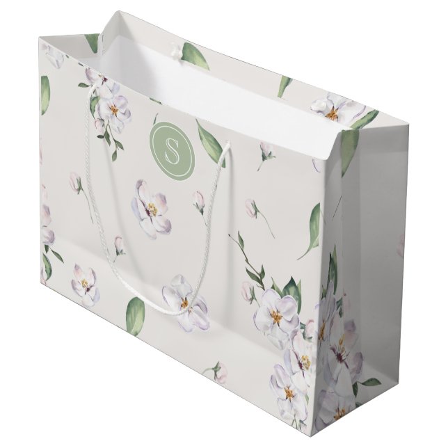 Grand Sac Cadeau Elégante aquarelle de printemps Floral (Devant Angle)