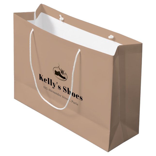 Grand Sac Cadeau Élégante Boutique de logo personnalisé (Devant Angle)