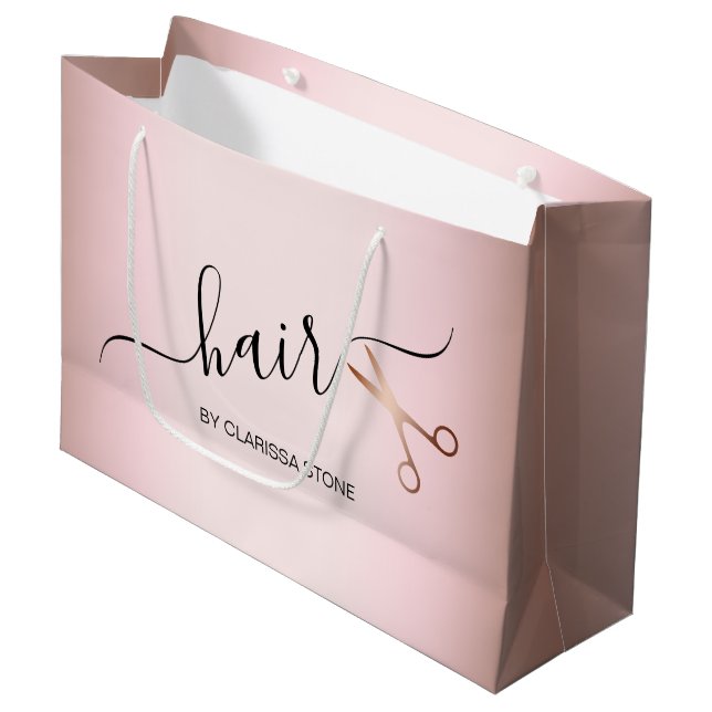 Grand Sac Cadeau Elégante coupe-cheveux rose d'or (Devant Angle)