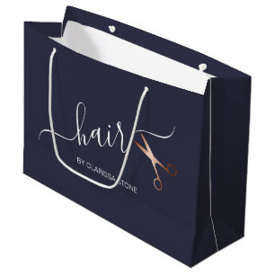 Grand Sac Cadeau Elégante coupe-cheveux rose d'or