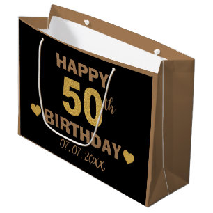 Grand Sac Cadeau Elégante Parties scintillant Black & Gold Joyeux 5