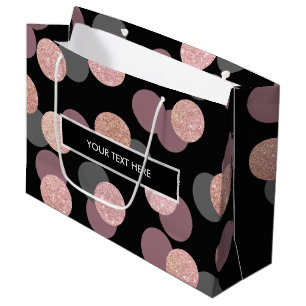 Grand Sac Cadeau élégante parties scintillant d'or rose confetti ro