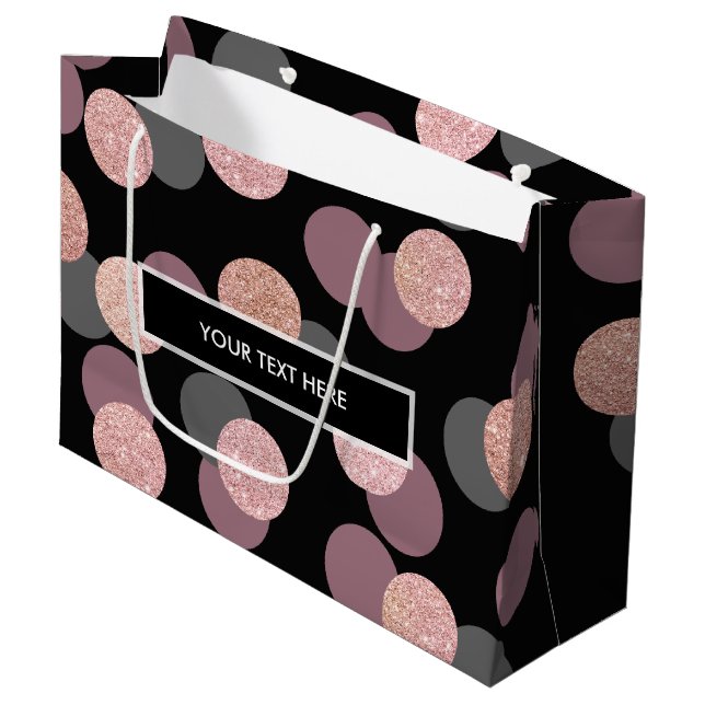 Grand Sac Cadeau élégante parties scintillant d'or rose confetti ro (Devant Angle)