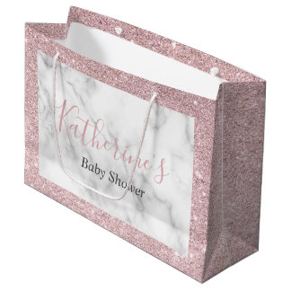 Grand Sac Cadeau Elégante parties scintillant rose or baby shower e