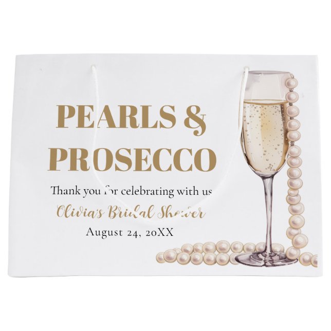 Grand Sac Cadeau Elégante perles d'or et Fête des mariées de poursu (Devant)