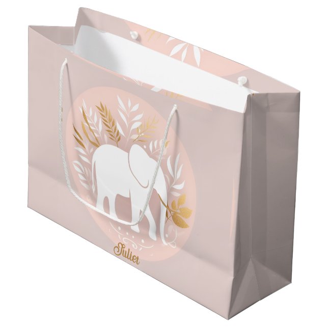 Grand Sac Cadeau éléphant blanc (Devant Angle)