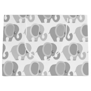 Grand Sac Cadeau Éléphant gris neutre de beau bébé