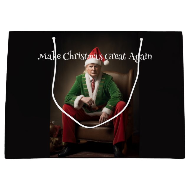 Grand Sac Cadeau Elf de Noël Donald Trump (Devant)
