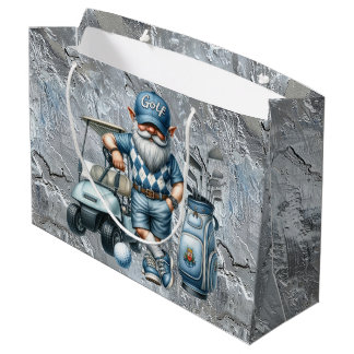Grand Sac Cadeau Elfe de golf argenté