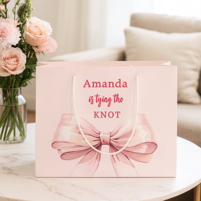 Grand Sac Cadeau Elle noue le nœud rose pink Enterrement de vie de  (Créateur téléchargé)