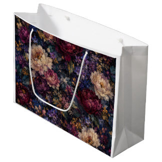 Grand Sac Cadeau Emballage cadeau gothique floral élégant et lunati