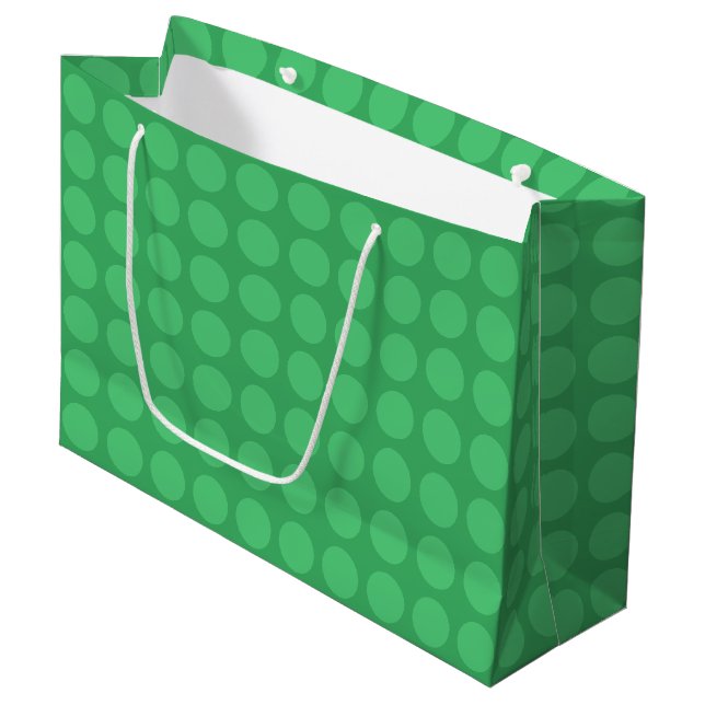 Grand Sac Cadeau Emerald Green Polka Motif (Devant Angle)
