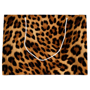 Grand Sac Cadeau Empreinte de léopard Brown chic
