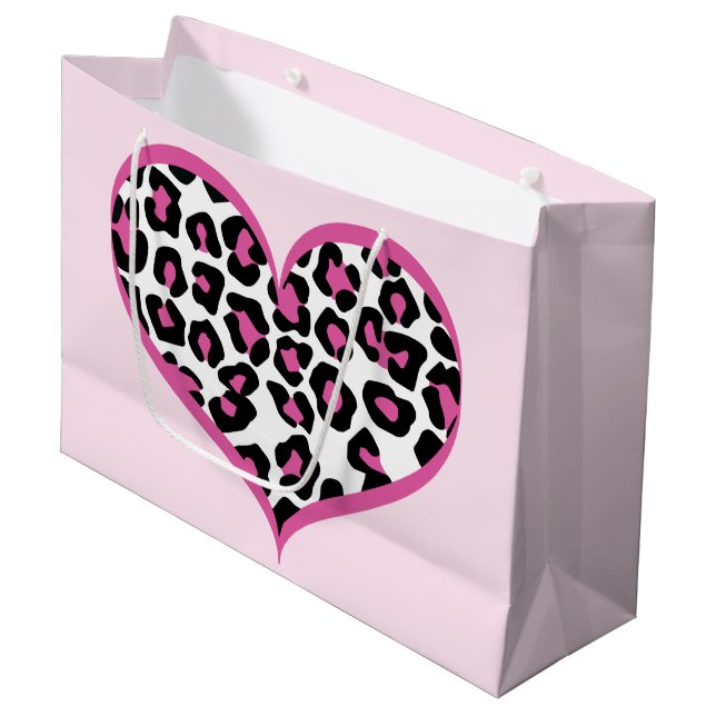 Grand Sac Cadeau Empreinte de léopard du coeur sauvage (Devant Angle)