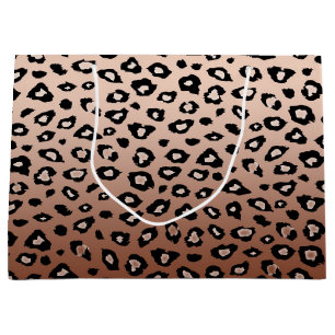 Grand Sac Cadeau Empreinte de léopard en bronze or Ombre
