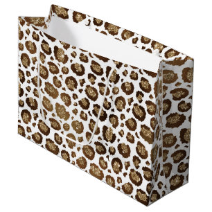 Grand Sac Cadeau Empreinte de léopard Parties scintillant or