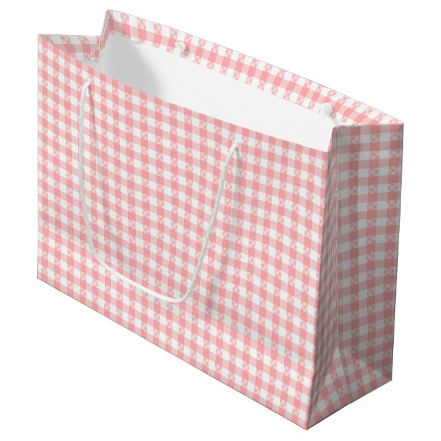 Grand Sac Cadeau En vichy rose (Devant Angle)