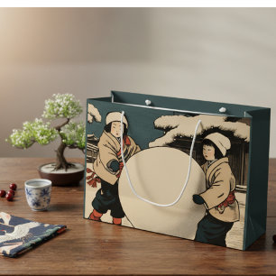 Grand Sac Cadeau Enfants japonais faisant rouler de grosses boules