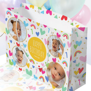 Grand Sac Cadeau Enfants mignons 1er anniversaire Rainbow Photo Hea