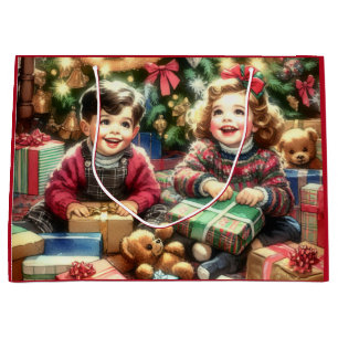 Grand Sac Cadeau Enfants nostalgiques sucrés pendant Noël à et de