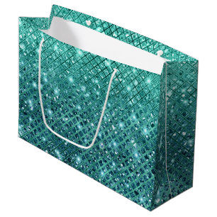 Grand Sac Cadeau Éperche verte Turquoise Aqua