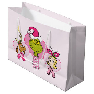 Grand Sac Cadeau Équipage du Grinch en Portrait de la Saint-Valenti