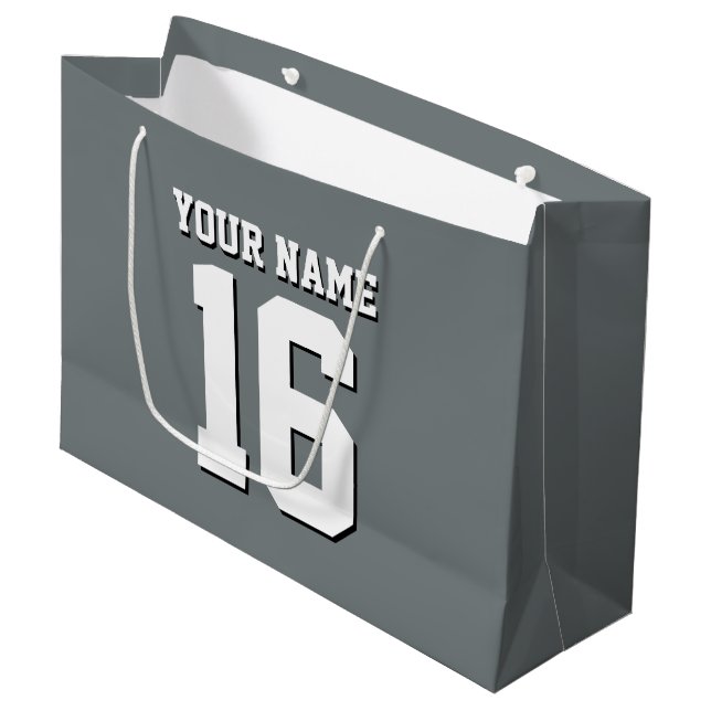 Grand Sac Cadeau Équipe de Jersey Charcoal Grey Sports (Devant Angle)
