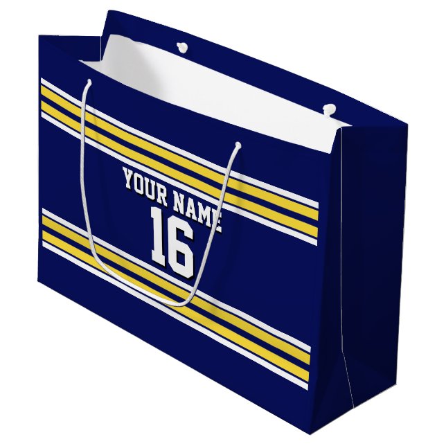 Grand Sac Cadeau Équipe de stripes blanches de Jersey (Devant Angle)