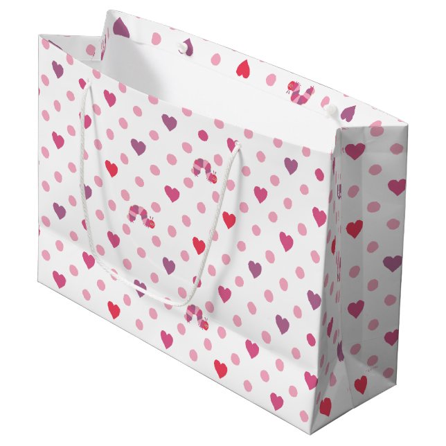 Grand Sac Cadeau Eric Carle | Valentine Heart Polka Dot Motif (Devant Angle)