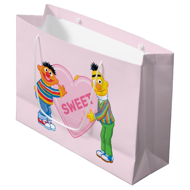 Grand Sac Cadeau Ernie & Bert Big Valentine's Heart (Devant Angle)