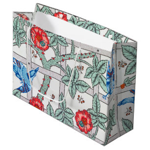 Grand Sac Cadeau Escalade Rose & Petit Oiseau, William Morris Grand